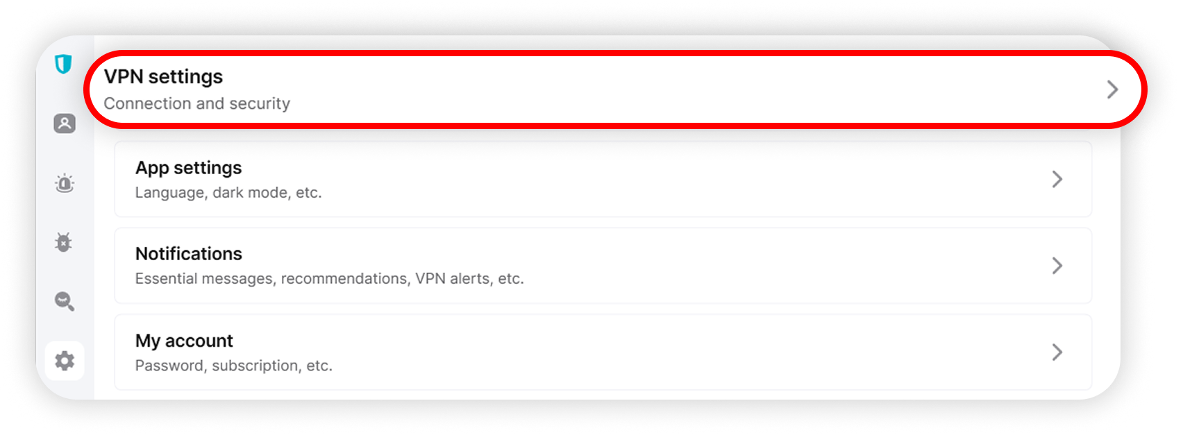 View of Surfshark Windows app settings section, vpn settings button is highlighted.png